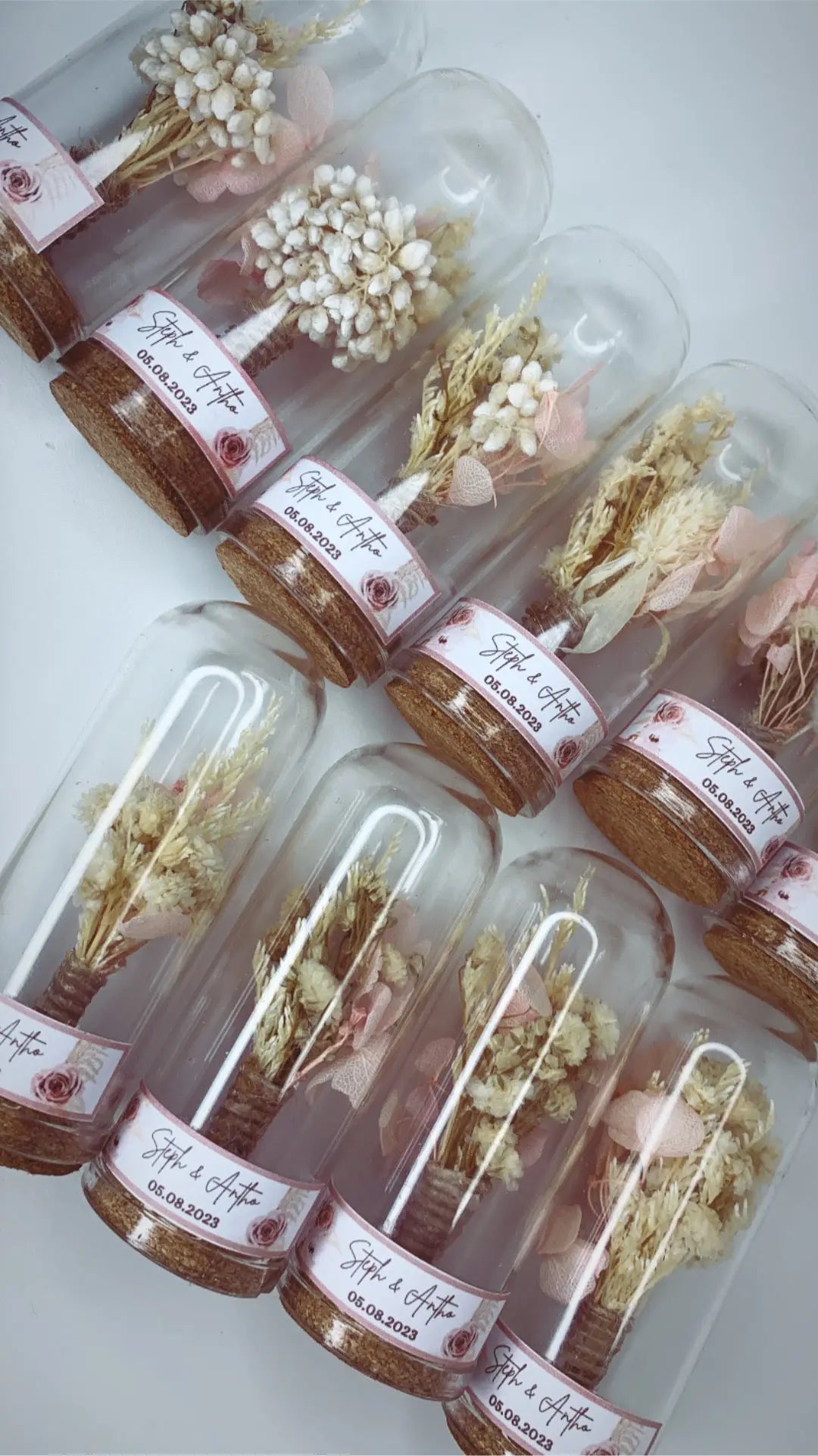 Cloches sous verre fleurs séchées Féetonchoix